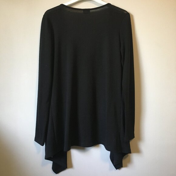 Made in Canada Black Open Waterfall Cardigan With Ruffle Collar Rosette Tank - Picture 2 of 16